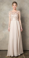 CLEARANCE - Juno 960 Long A-Line Mother of the Bride Chiffon Long Sleeve Dress (Size XL)