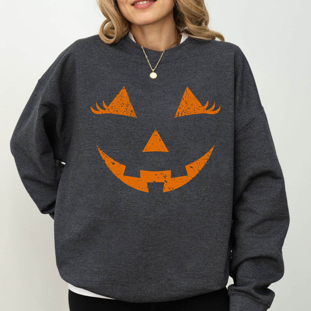 Jack-O-Lantern Girl Pumpkin Halloween Spooky Cute Trick Or Treat Witch Sweatshirt