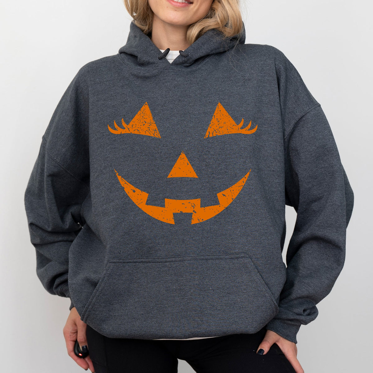 Jack-O-Lantern Girl Pumpkin Halloween Spooky Trick Or Treat Witch Hooded Sweatshirt