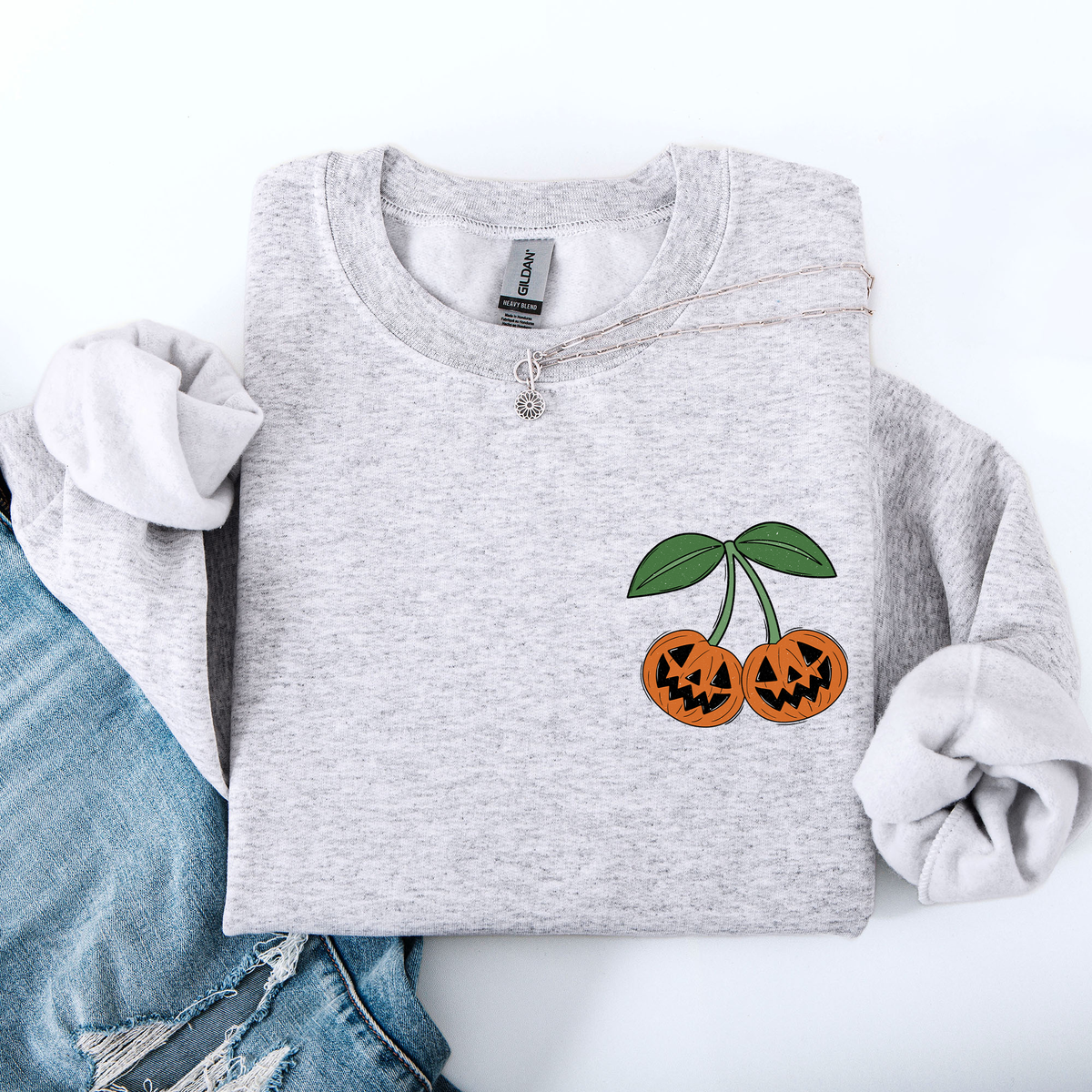 Jack O Lantern Cherry Halloween Vintage Retro Cozy Autumn Night In Graphic Sweatshirt