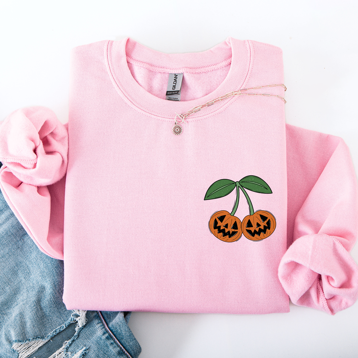 Jack O Lantern Cherry Halloween Vintage Retro Cozy Autumn Night In Graphic Sweatshirt