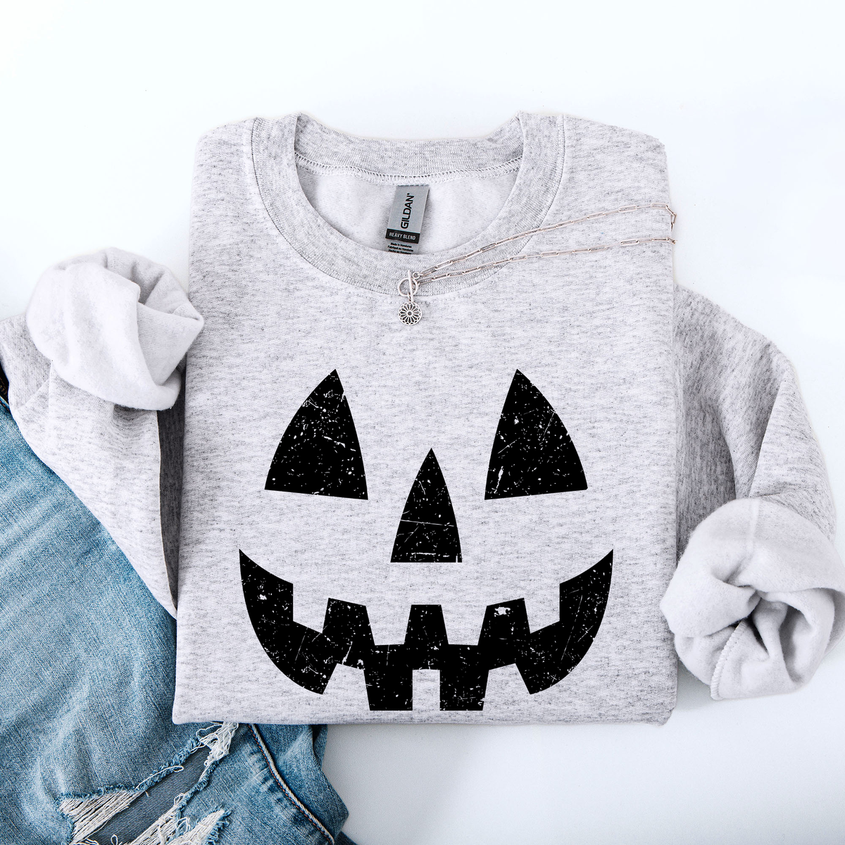 Jack O Lantern Halloween Design Cozy Autumn Festive Night Scene Illustration Style Sweatshirt