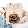 Jack O Lantern Faux Quilt Pumpkin Halloween Fall Autumn Cozy Patchwork Style Sweatshirt