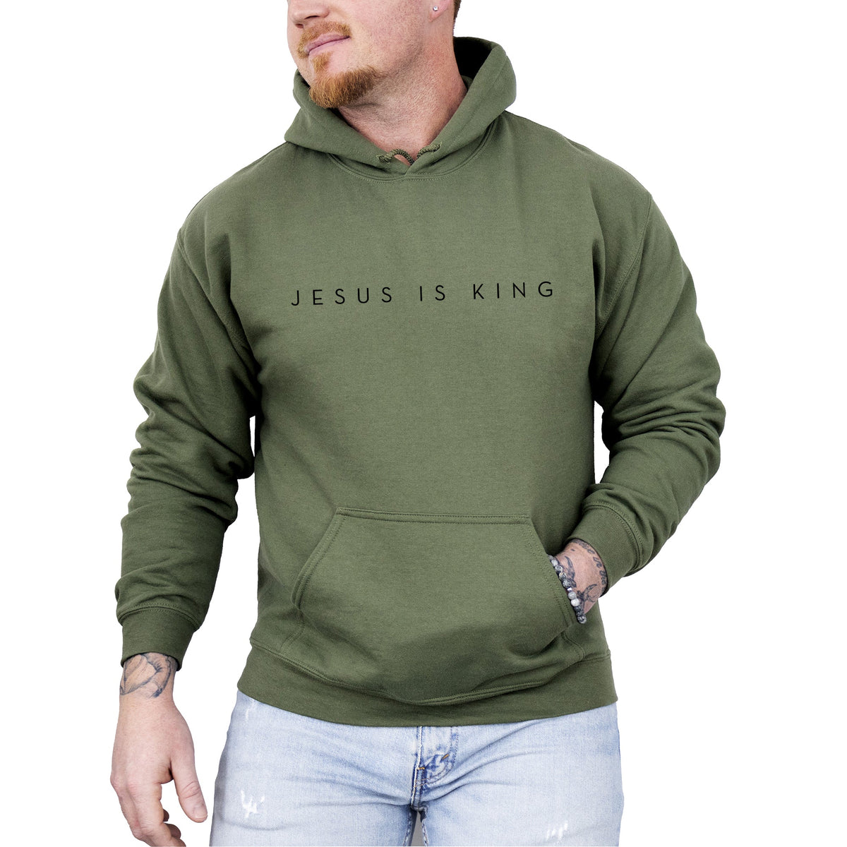 Jesus Is King Minimalist Religious Faith Gospel Christian Statement Of Faith Hoodie