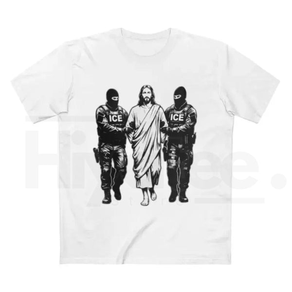 "Jesus Arrested" Parody Anti-ICE T-Shirt – Stop ICE Raids Protest Graphic Tee