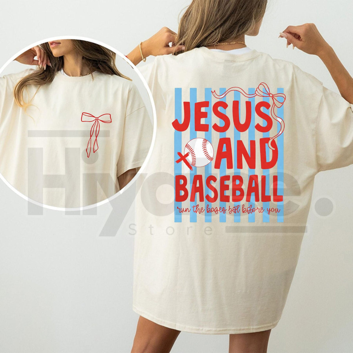 "Jesus & Baseball" 2-Sided – Christian Coquette Game Day Graphic Top