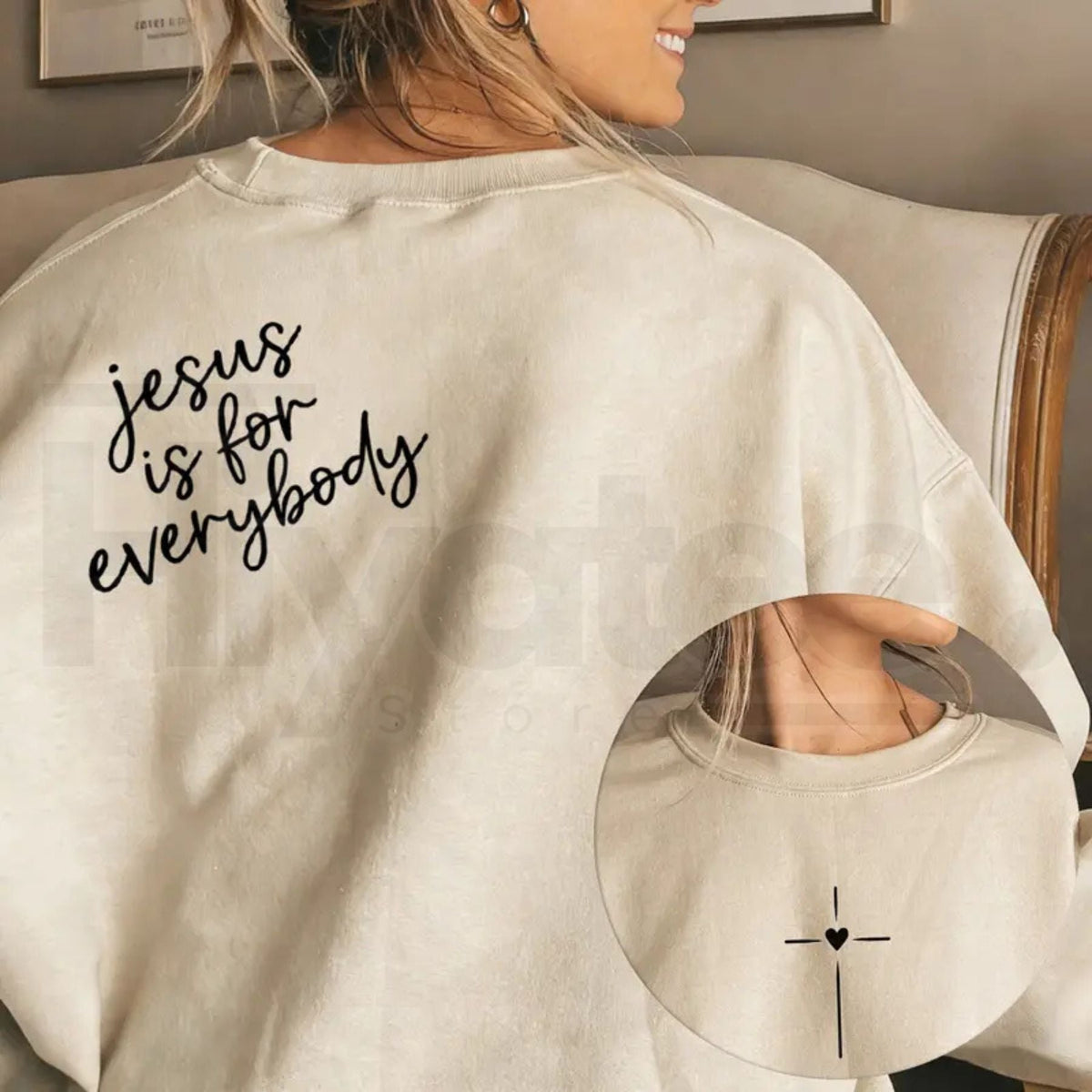 Jesus Is For Everybody Graphic Oversized Crewneck: Christian Faith Faith Casual Pullover