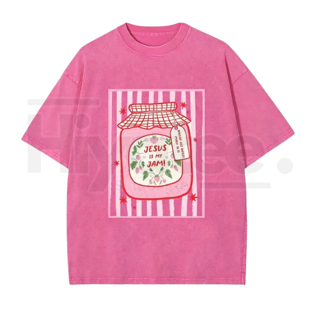 Jesus Is My Jam Vintage Washed T-Shirt – Christian Strawberry Graphic Cotton Tee