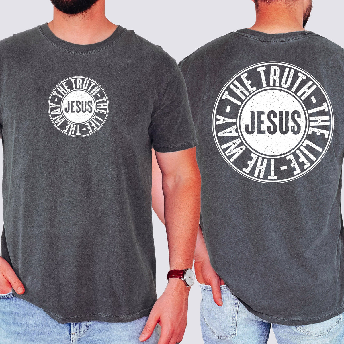 Jesus The Way The Truth The Life Circle Christian Gospel Faith Comfort Colors Tee