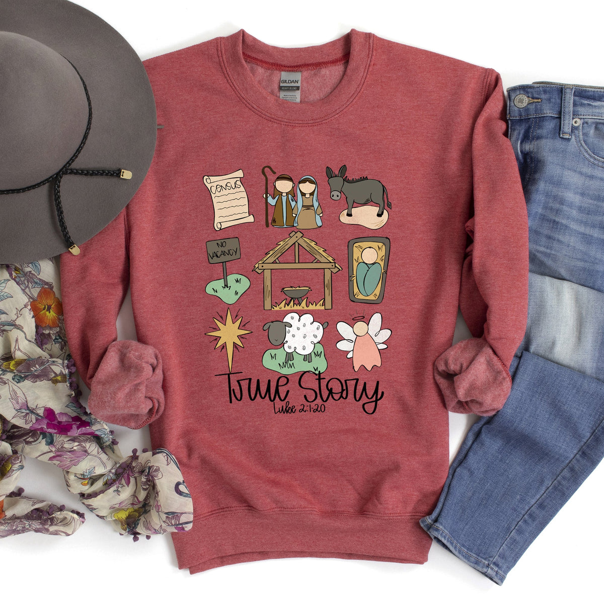 Jesus, True Story Christmas Religious Holiday Message For Faithful Hearts Sweatshirt