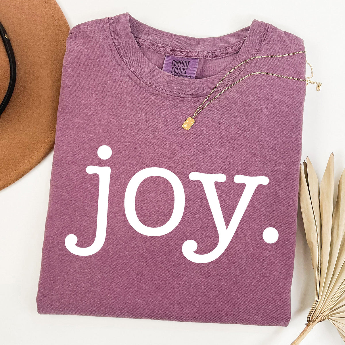 Joy Classic Minimalist Christmas Winter Snow Santa Xmas Holiday Cheer Comfort Colors Tee