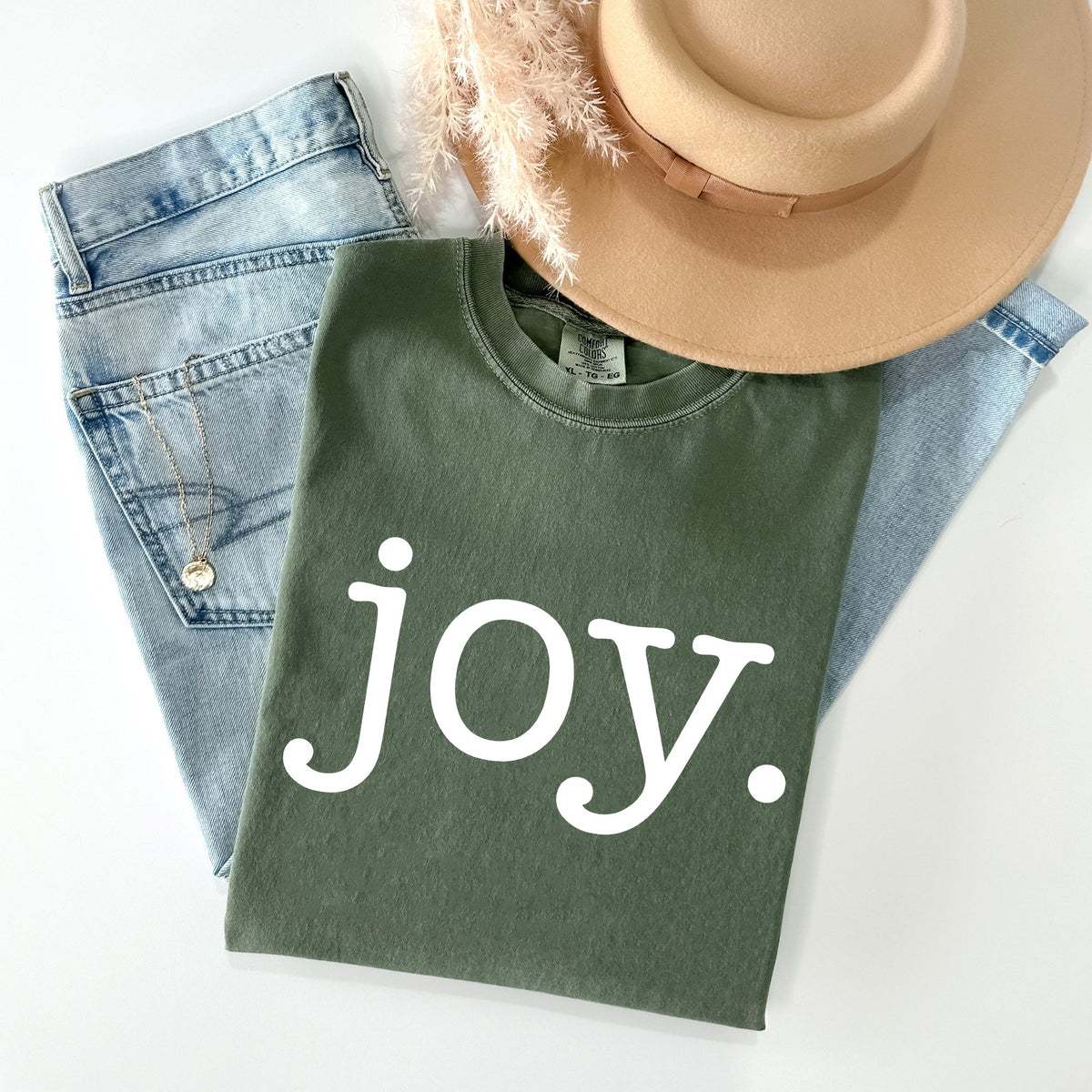 Joy Classic Minimalist Christmas Winter Snow Santa Xmas Holiday Cheer Comfort Colors Tee