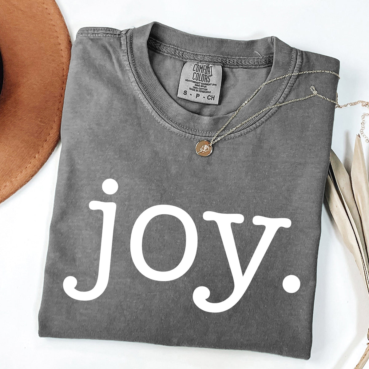 Joy Classic Minimalist Christmas Winter Snow Santa Xmas Holiday Cheer Comfort Colors Tee