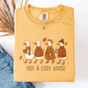 Just A Cozy Goose Autumn Watercolor Bouquet Pumpkin Spice Floral Comfort Colors Tee