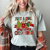 Just A Girl Who Loves Christmas Santa Hot Chocolate Coffee And Cozy Fireside Moments Comfort Colors Tee