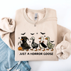 Just A Horror Goose Halloween Spooky Goose Graphic Print Cozy Seasonal Sweatshirt