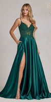 Nox Anabel K1121 Floor Length A-line Formal Gown with Pockets