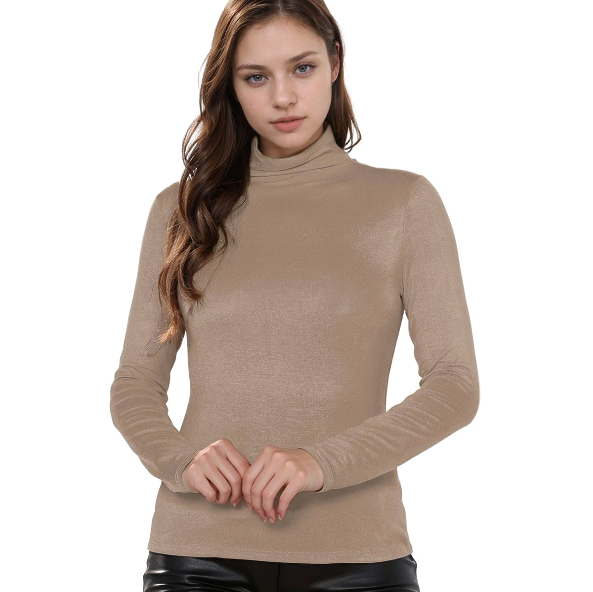 Women's Long Sleeve Turtle Neck Fitted Top