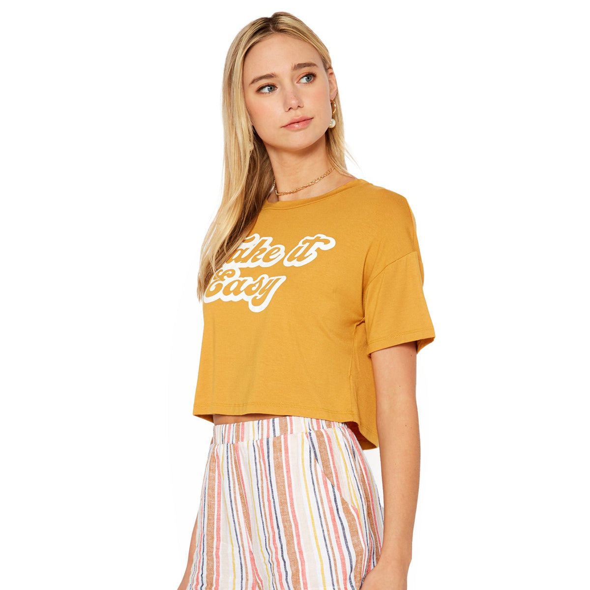 Women's "Take it Easy" Printed Crop Top