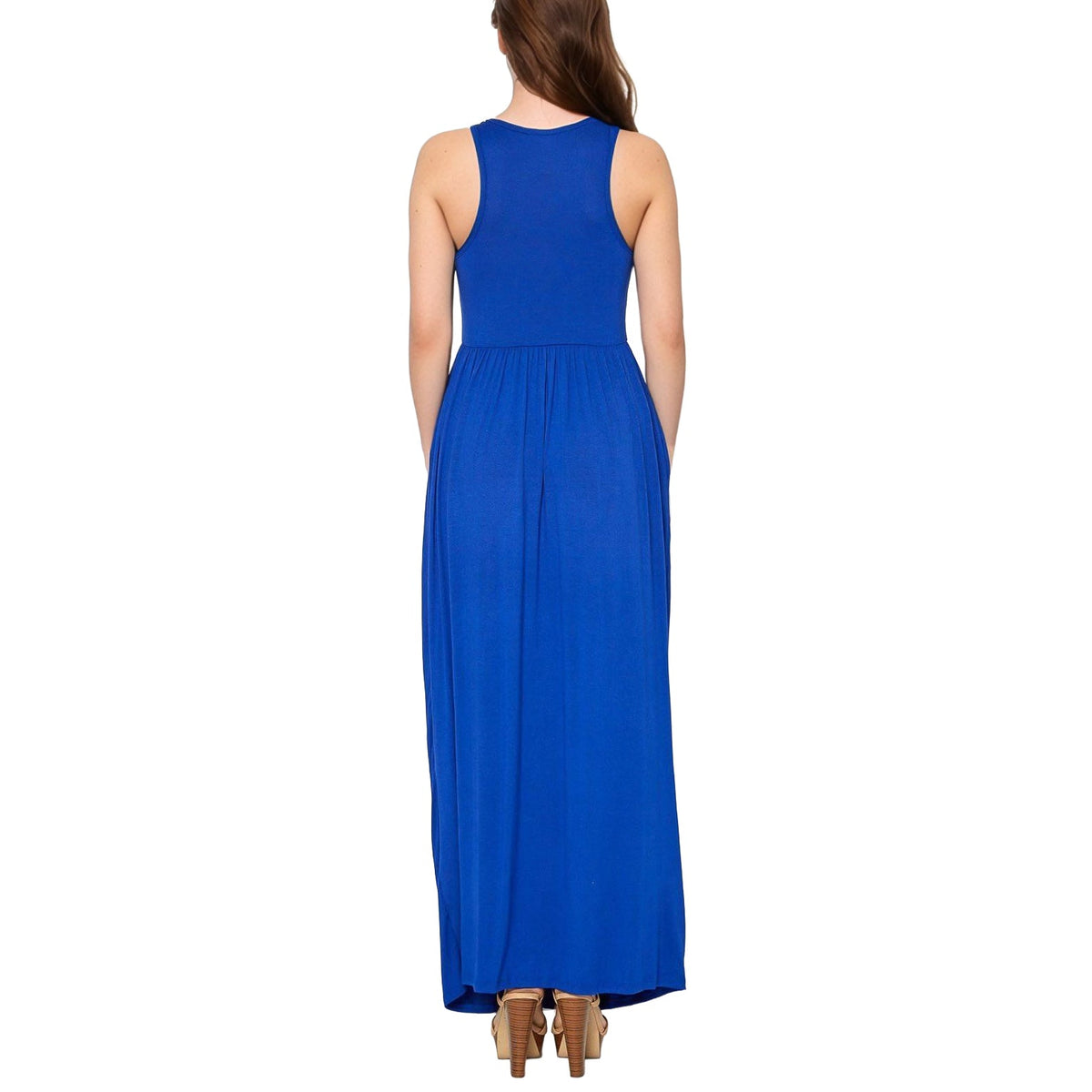 Womens Sleeveless Pleated Maxi Dress