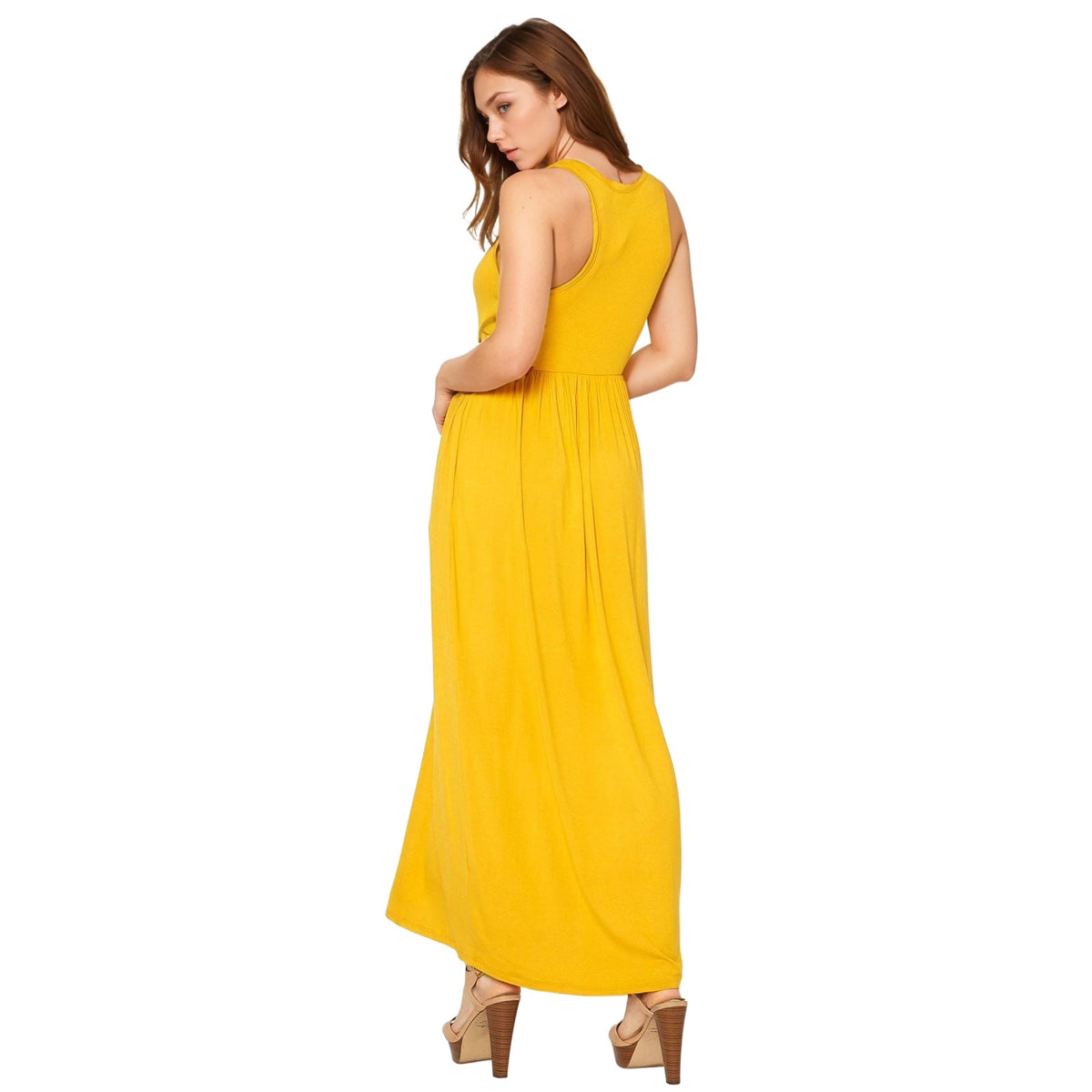 Womens Sleeveless Pleated Maxi Dress