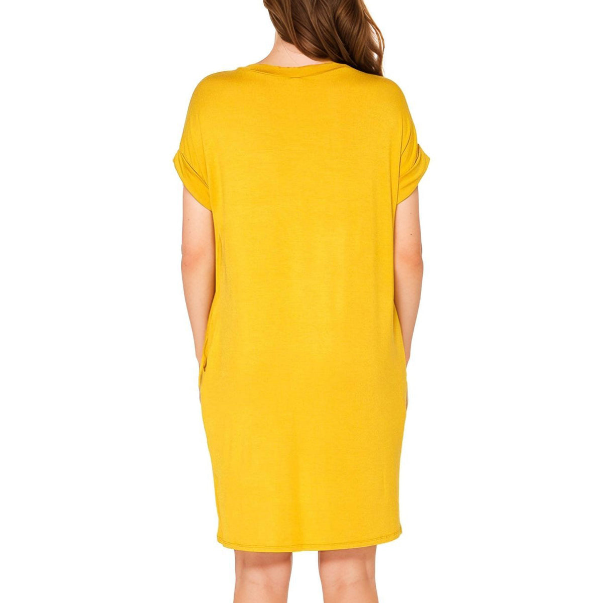 Women's V-Neck T-shirt Dress With Pocket