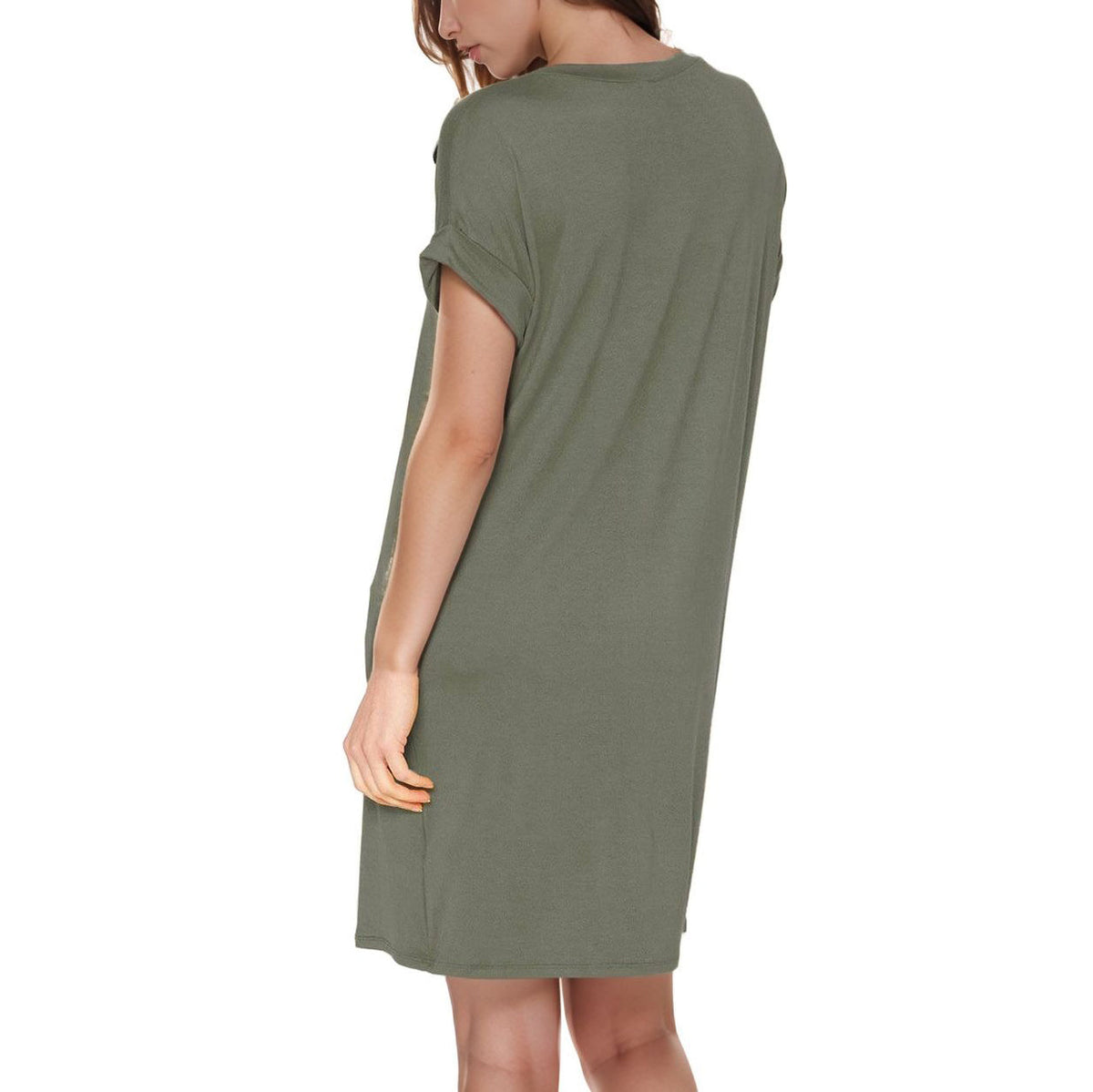 Women's V-Neck T-shirt Dress With Pocket