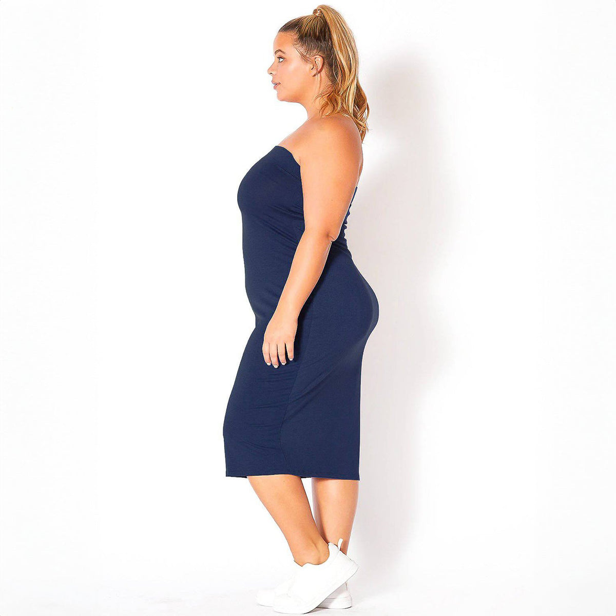 Plus Size Tube Top Bodycon Midi Dress