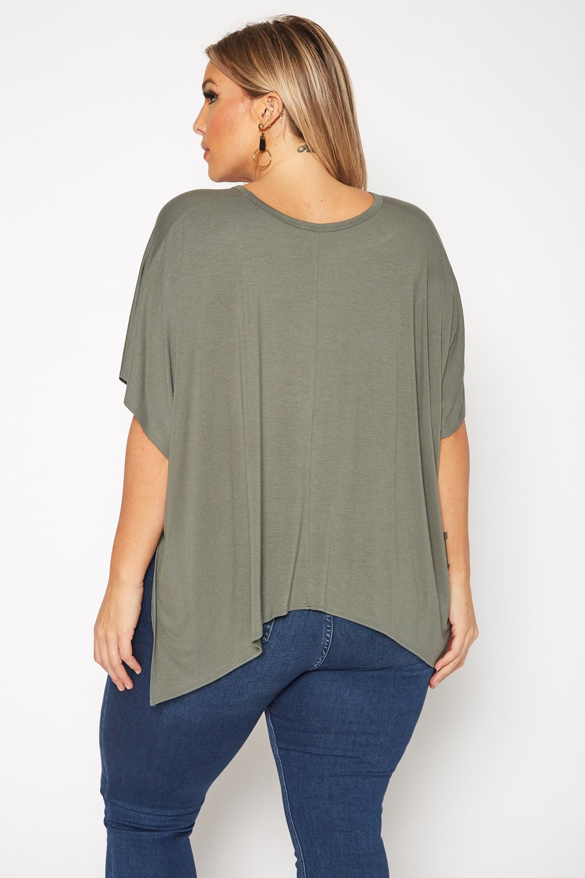 Bellatrix Plus Basic V-Neck Poncho Styled Tunic