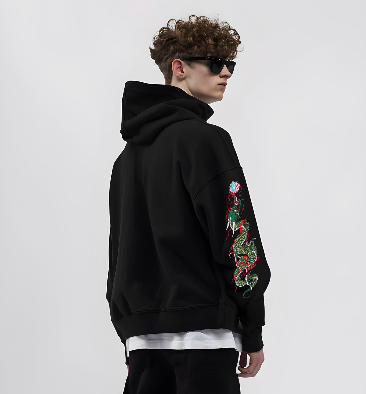 KH9005 Green Dragon Embroidery Hoodie