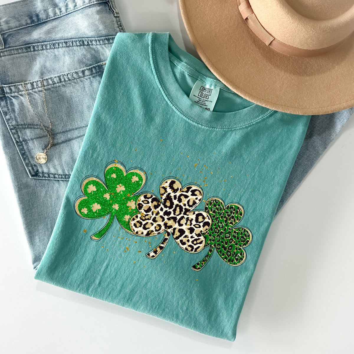 Leopard Print Shamrocks St Patrick's Day Limited Edition Collection Comfort Colors Tee