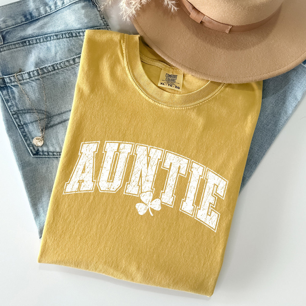 Auntie St Patrick's Day Shamrock Cozy Wear For Family Festivities And Irish Pride Comfort Colors Tee