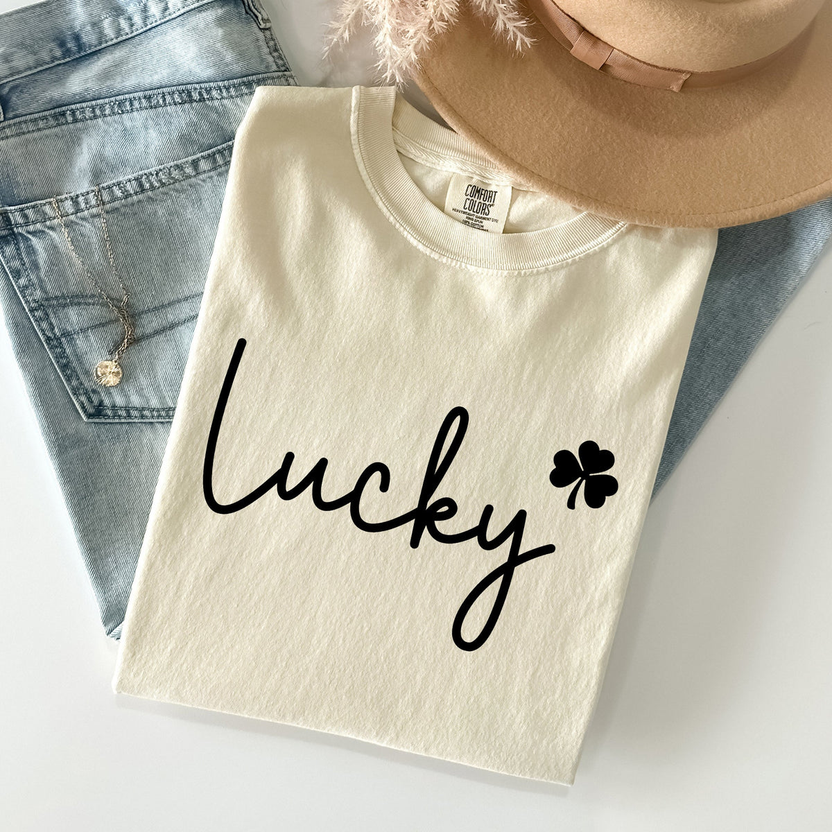 Lucky, Shamrock, St Patrick's Day Comfort Colors Tee