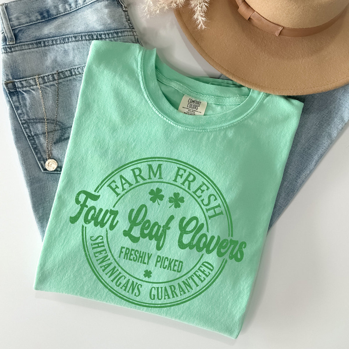 Four Leaf Clovers Farm Farm Fresh St Patrick's Day Limited Edition Comfort Colors Tee