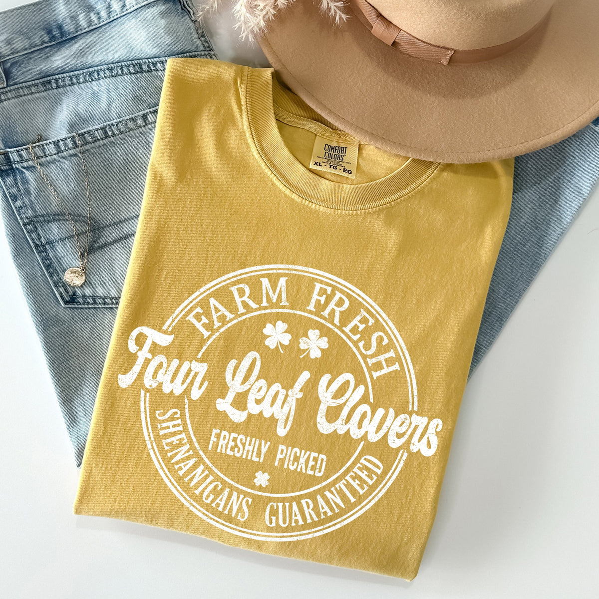 Four Leaf Clovers Farm Farm Fresh St Patrick's Day Limited Edition Comfort Colors Tee