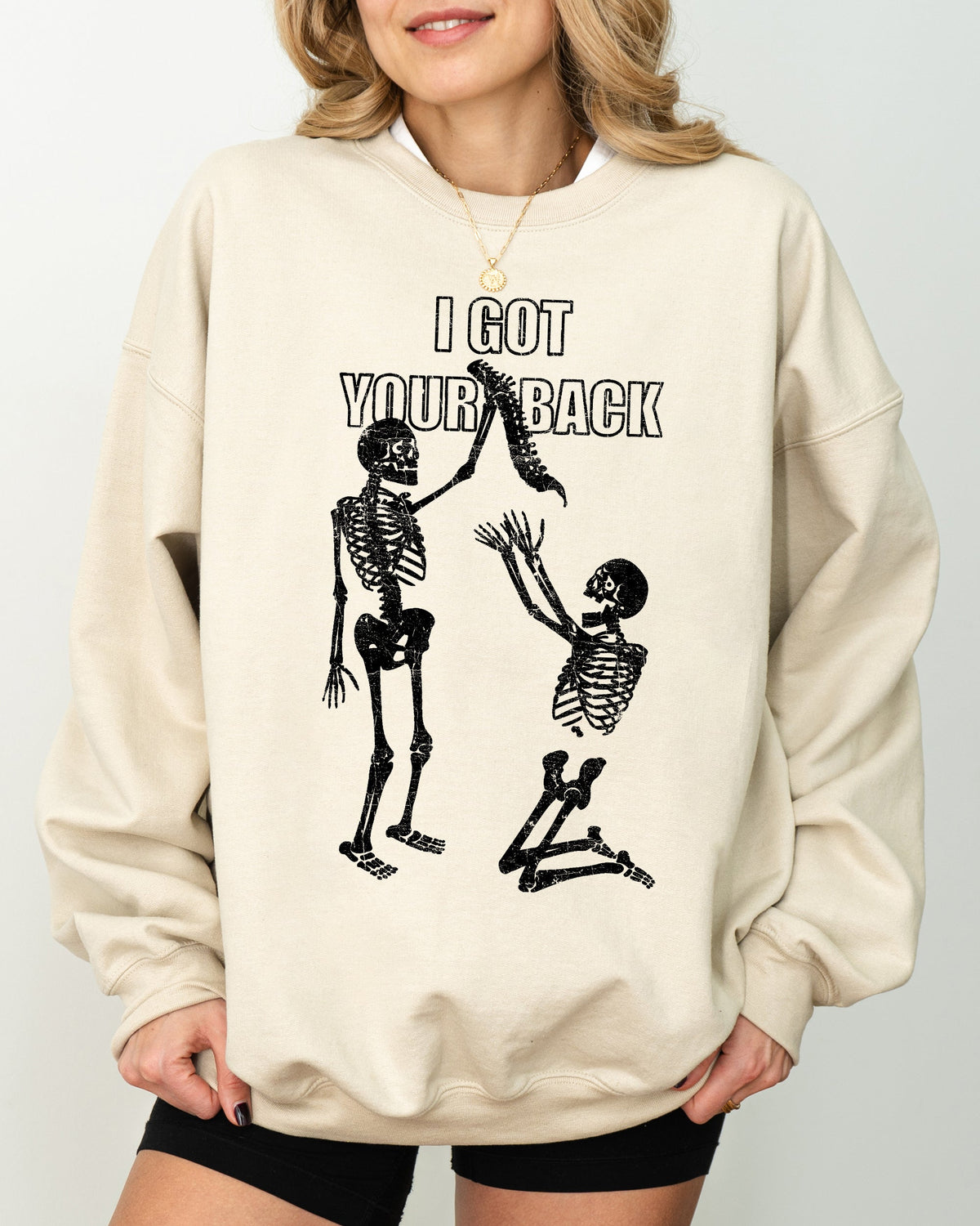 I Got Your Back Skeleton Retro Aesthetic Vintage Skull Graphic Premium Cozy Sweatshirt