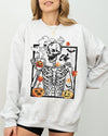 Skeleton Coffee Pumpkin Witch Meme Aesthetic Halloween Spooky Costume Classic Sweatshirt