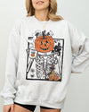 Pumpkin Head Skeleton Coffee Witch Aesthetic Meme Halloween Spooky Costume Sweatshirt