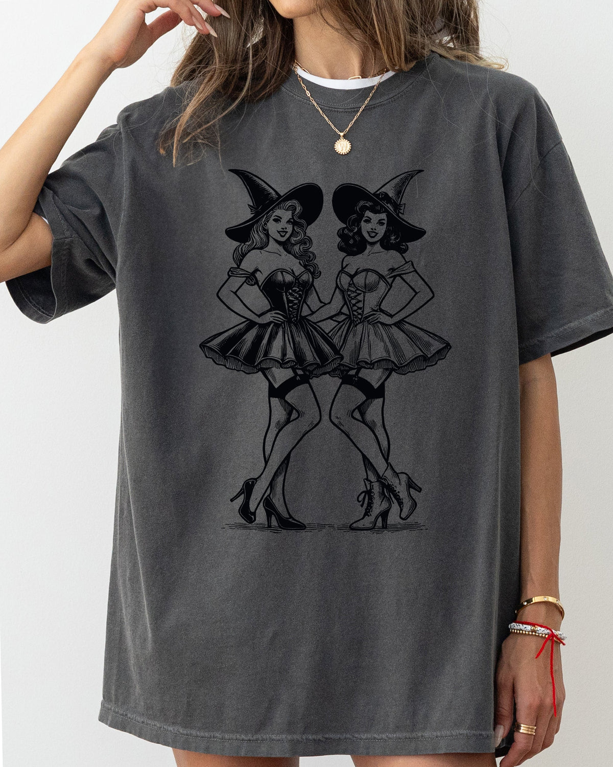 Best Friends Western Witch Aesthetic Meme Halloween Costume Collection Comfort Colors Tee