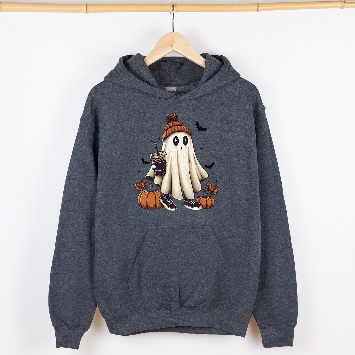 Coffee Lover Ghost Western Witch Aesthetic Halloween Meme Vintage Graphic Hoodie