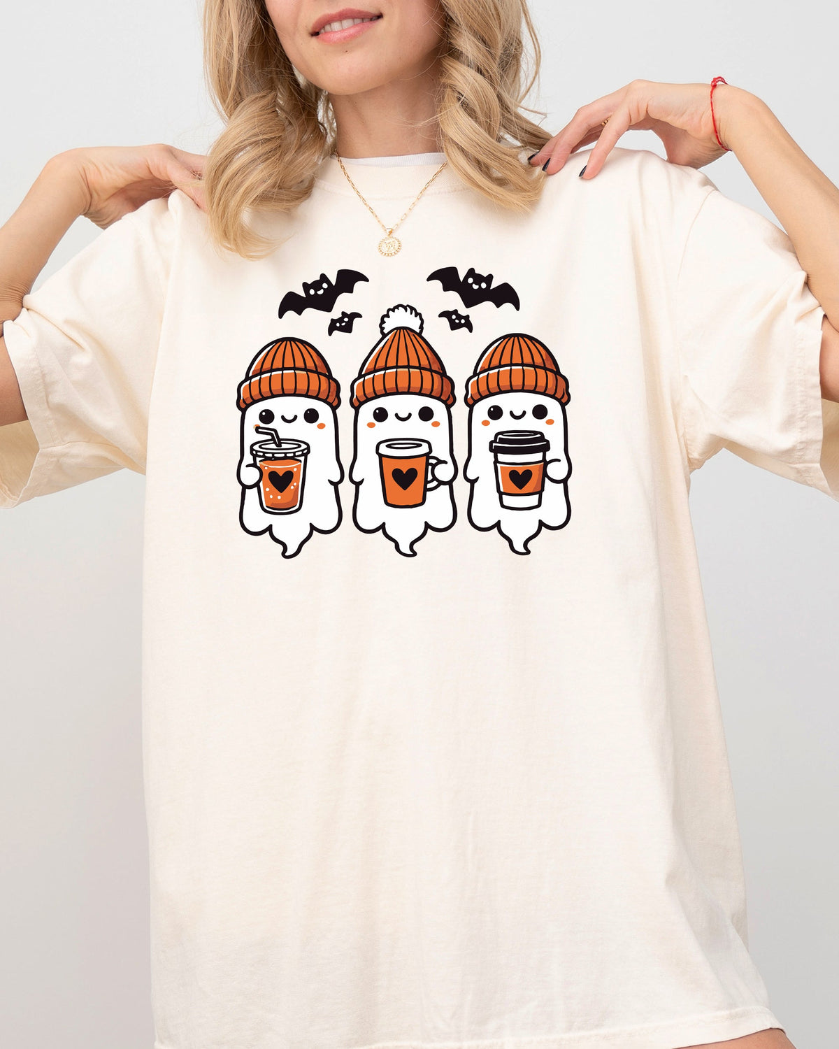 Cute Coffee Lover Ghosts Western Witch Aesthetic Meme Halloween Costume Comfort Colors Tee