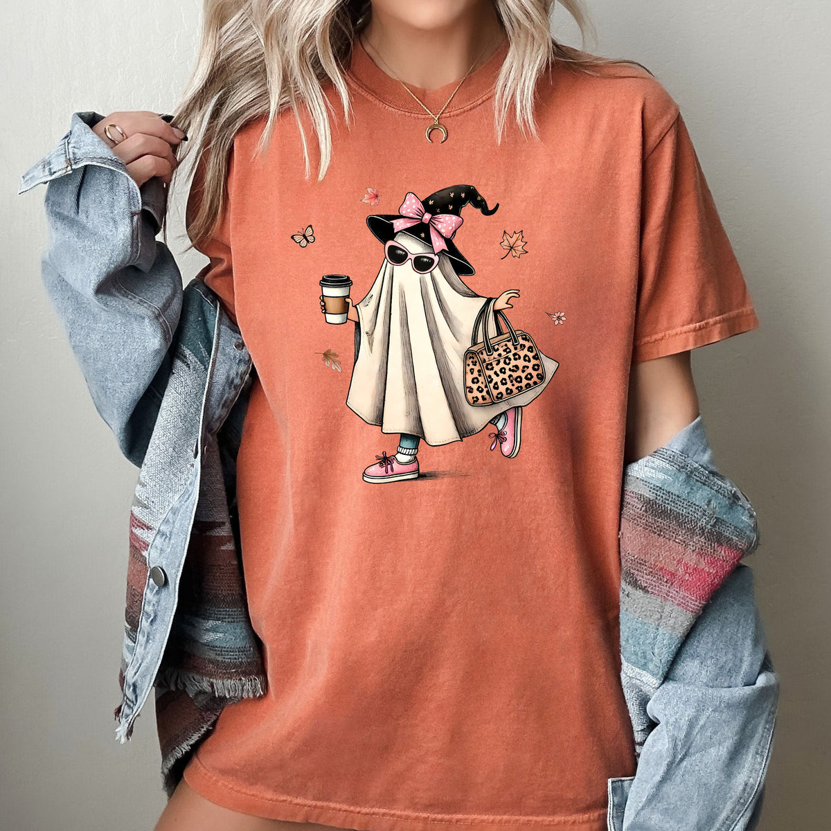 Fancy Ghost Coffee Western Witch Aesthetic Meme Halloween Costume Comfort Colors Tee
