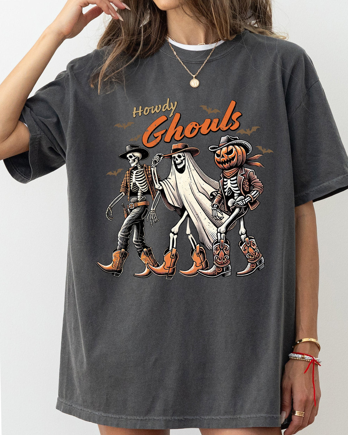 Howdy Ghouls Halloween Cowboy Skeleton Western Witch Meme Costume Inspired Comfort Colors Tee