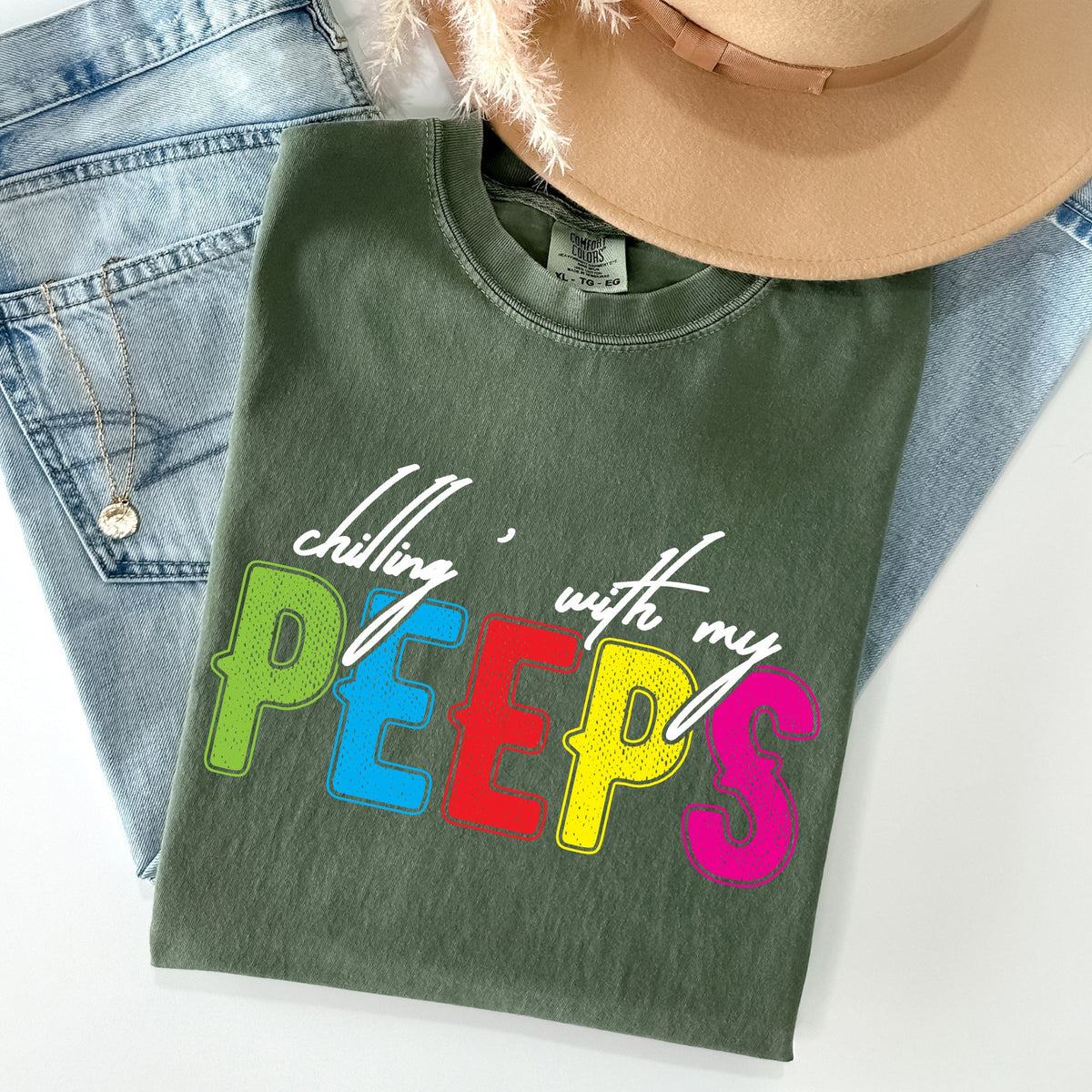 Chilling With My Peeps Easter Nostalgia Of Sweet Candy Memories From Childhood Spring Days Comfort Colors Tee
