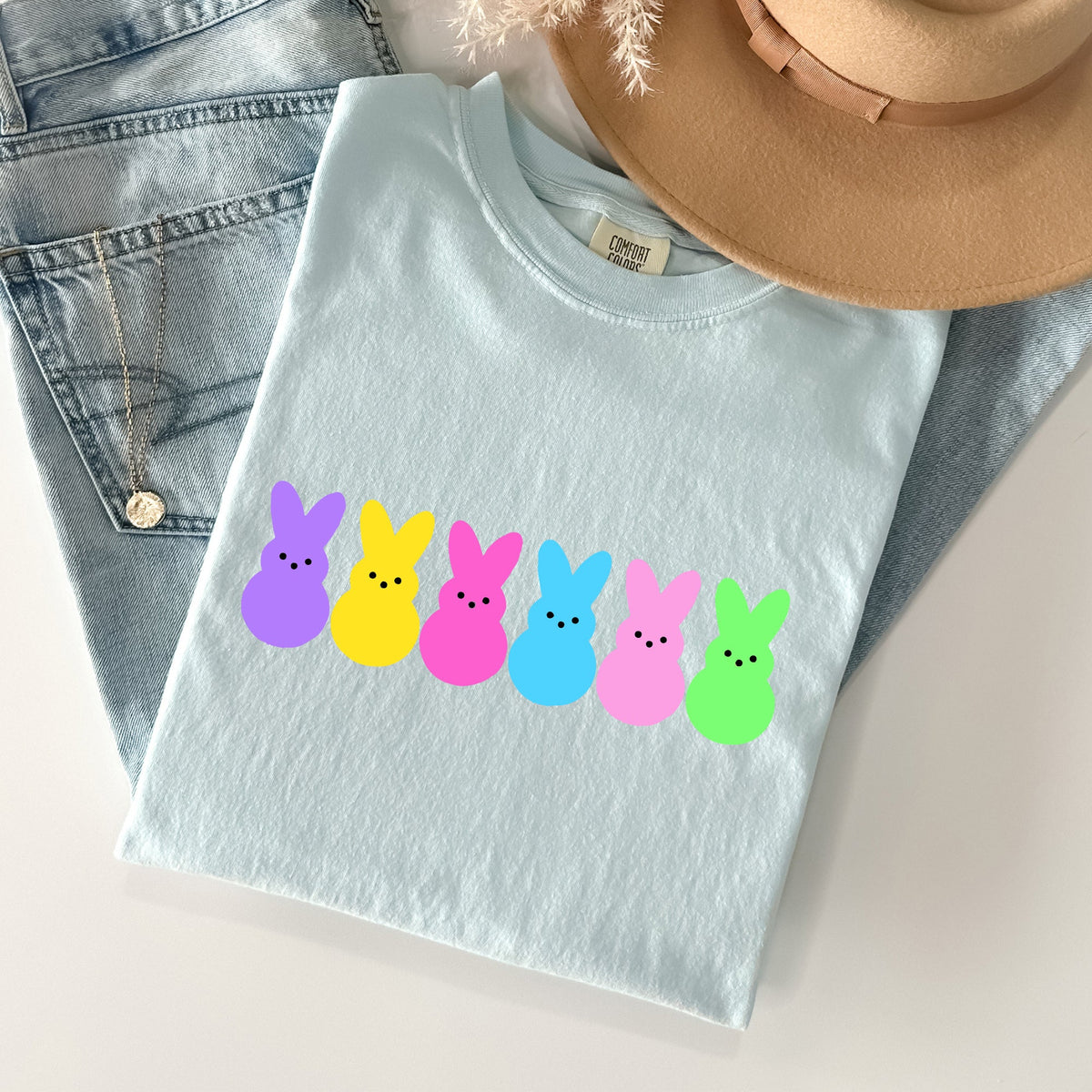Retro Peeps Easter Candy Rabbit Bunny Nostalgic Pop Art Holiday Design Comfort Colors Tee