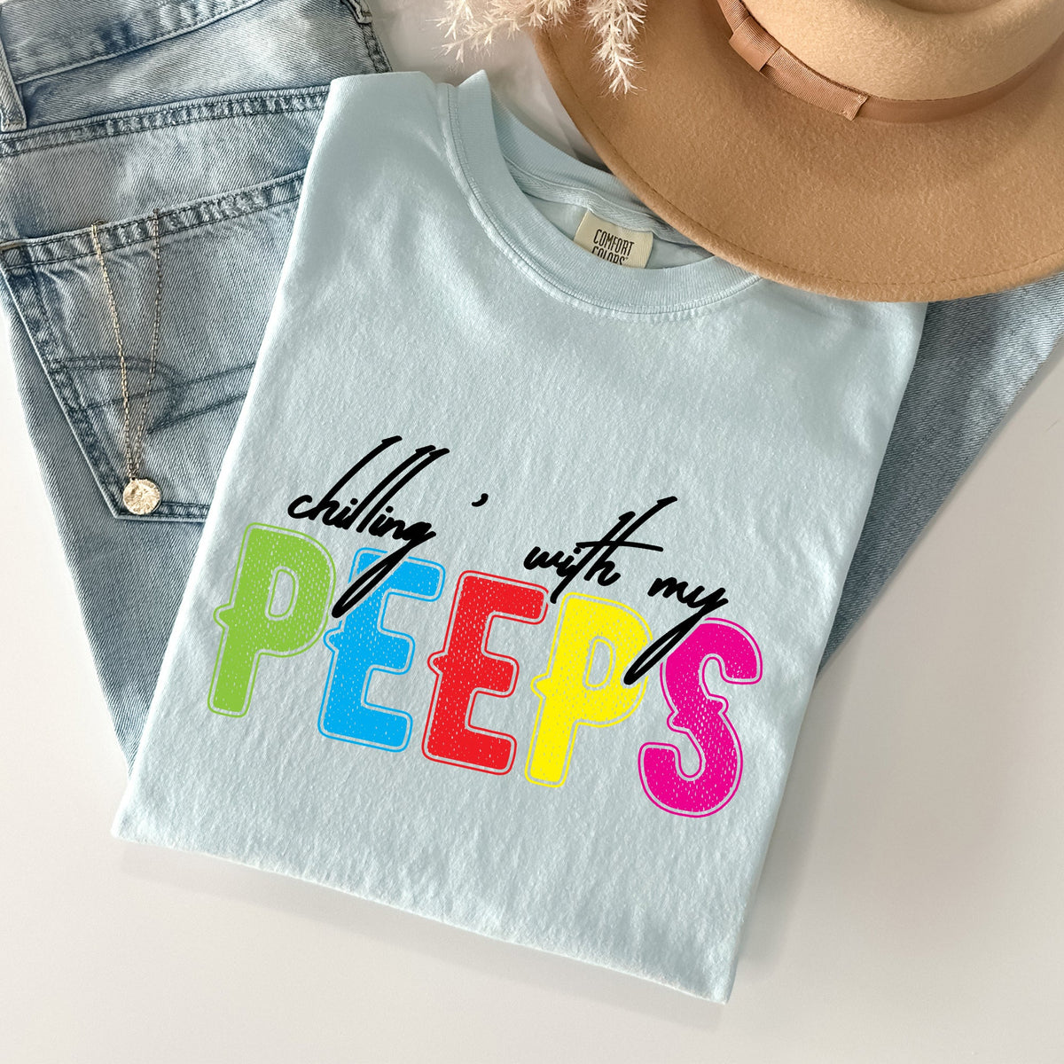 Chilling With My Peeps Easter Nostalgia Of Sweet Candy Memories From Childhood Spring Days Comfort Colors Tee