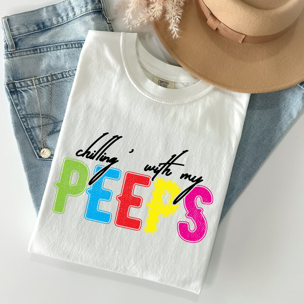 Chilling With My Peeps Easter Nostalgia Of Sweet Candy Memories From Childhood Spring Days Comfort Colors Tee