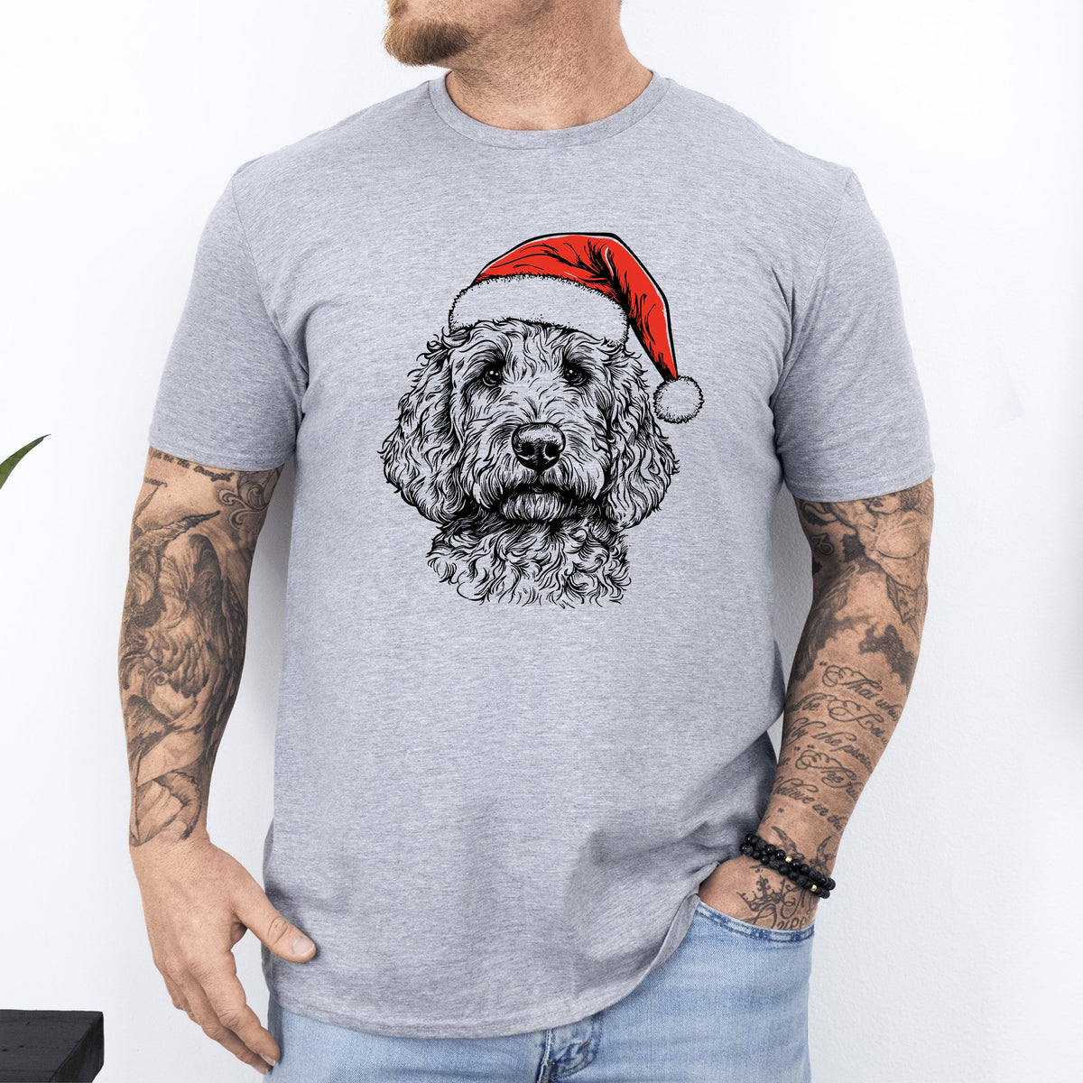 Goldendoodle Santa Christmas Dog Lover Holiday Edition Collector Comfort Colors Tee