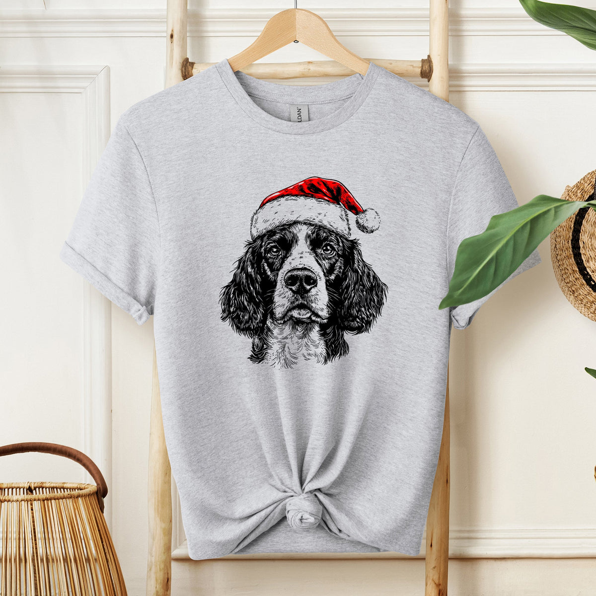 Springer Spaniel Santa Christmas Dog Lover Pet Illustration Limited Edition Comfort Colors Tee