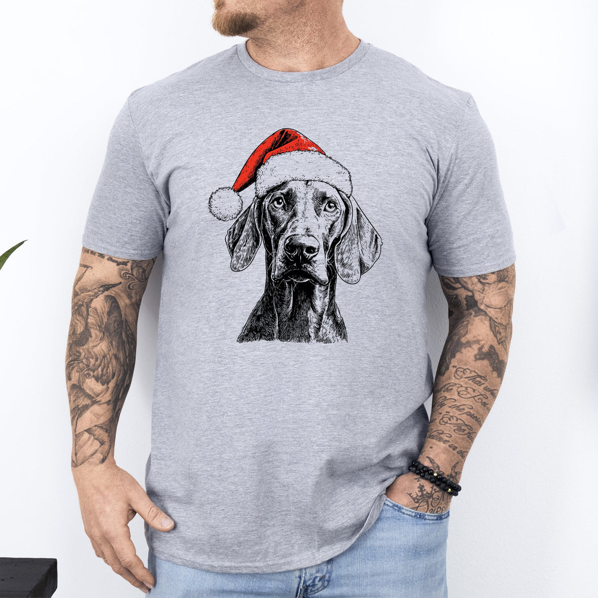 Weimaraner Santa Dog Lover Christmas Cheer For Pet Parents Premium Edition Comfort Colors Tee
